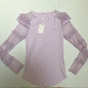 free people: lilac top with lace sleeves